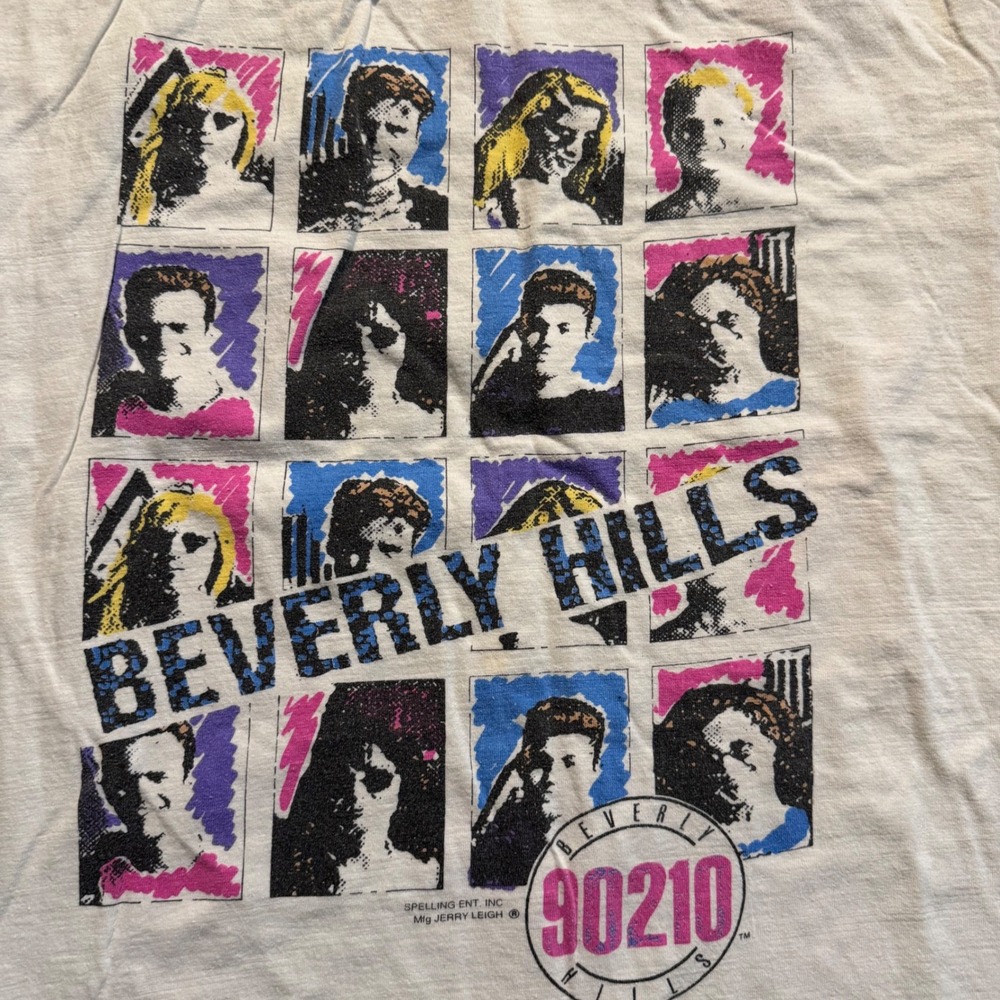 Vintage Beverly Hills 90210 Shirt XL White Cast Graphic Tee Jerry Leigh 90s TV - Picture 2 of 6